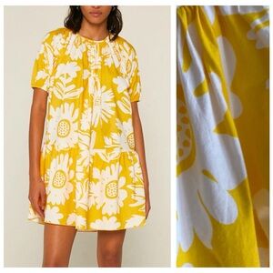 Compania Fantastica Yellow Sunflower Print Dress Large